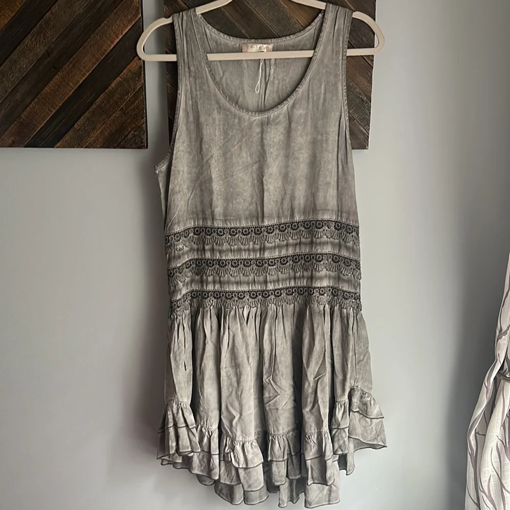Gray ruffle Altar’d State tunic dress - Picture 6 of 9